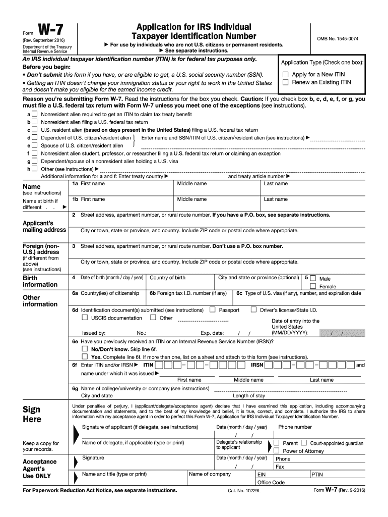 Application For Irs Individual Taxpayer Identification Number