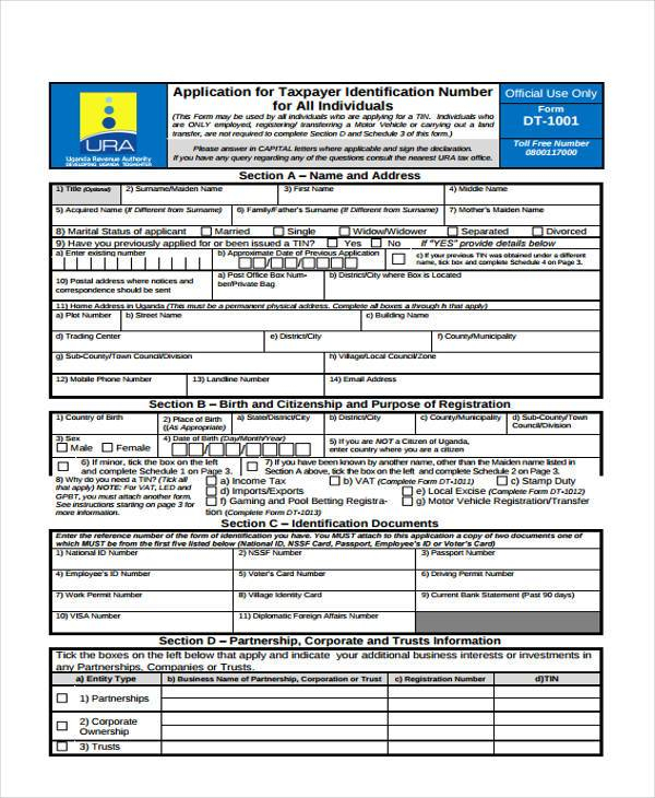 FREE 6 TIN Registration Forms In PDF