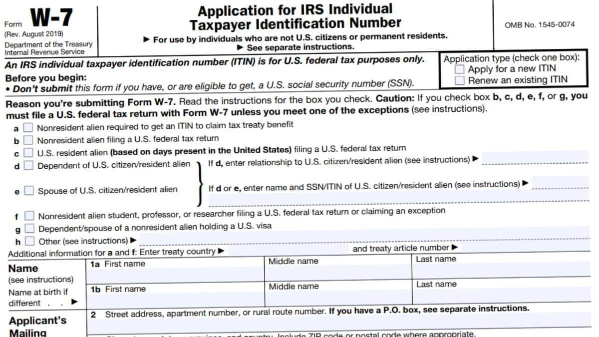Individual Taxpayer Identification Number Federal Income 